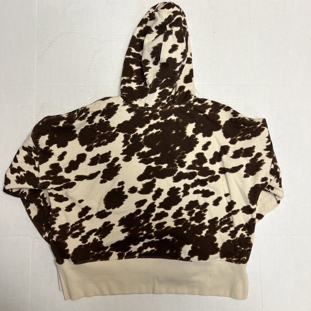 Ariat REAL Women's Pullover Hoodie Brown White Animal Print Med. Hooded Logo - Picture 4 of 4